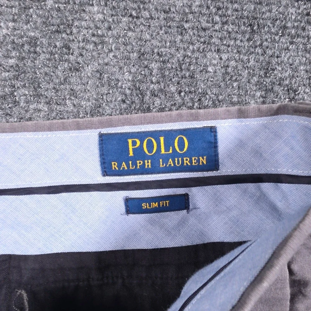 Polo Ralph Lauren Slim Fit Chino Pants Mens 34x34 Gray Flat Front Preppy